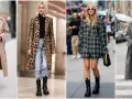 Mujeres con estilo: un abrigo de leopardo y jeans, un conjunto de cuadros con botas chelsea mujer outfit, y un abrigo gris.