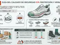 Guía del calzado SIP: S1 + P (plantilla antiperforación) para protección contra objetos punzantes.