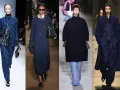 Modelos desfilan con elegantes trajes azul marino, mostrando cómo combinar traje azul marino mujer con estilo y sofisticación.