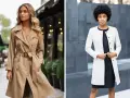 Dos mujeres lucen elegantes: una con gabardina beige clásica, la otra con un abrigo blanco moderno. Ideas de como llevar una gabardina mujer.