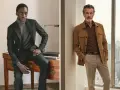 Dos hombres con atuendos business formal. Uno con traje gris y cuello alto, el otro con chaqueta marrón y polo.