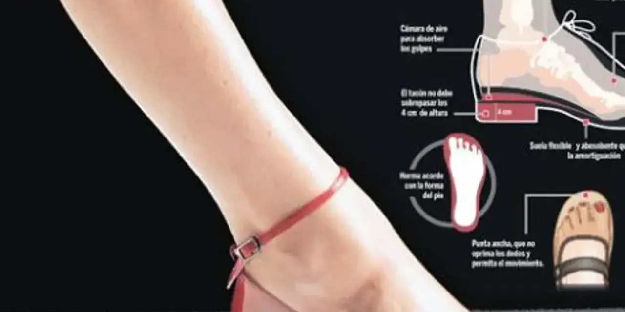 Zapatos diseñados para mejorar la circulación, con suela flexible, cámara de aire y punta ancha para comodidad.