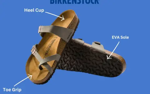 Sandalias Birkenstock con soporte para el arco y talonera, ideales para aliviar la fascitis plantar.