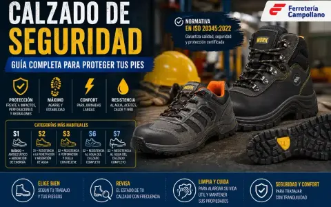 Calzado de seguridad S3 que significa: protección contra impactos, perforaciones y agua. Guía para elegir el calzado ideal.