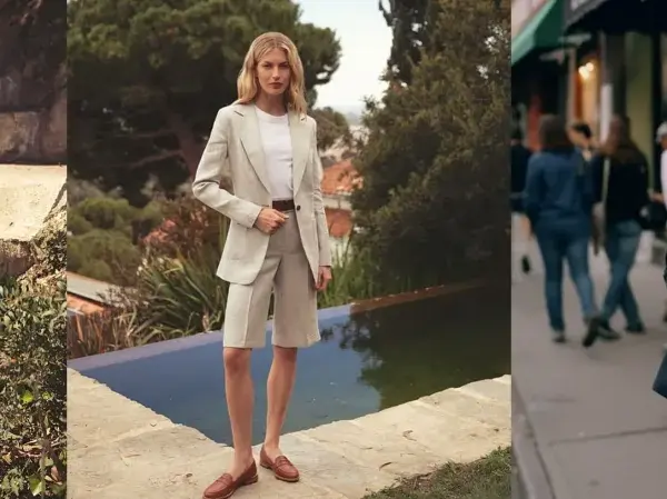 Tres mujeres con trajes elegantes, cada una irradiando una belleza andrógina única.
