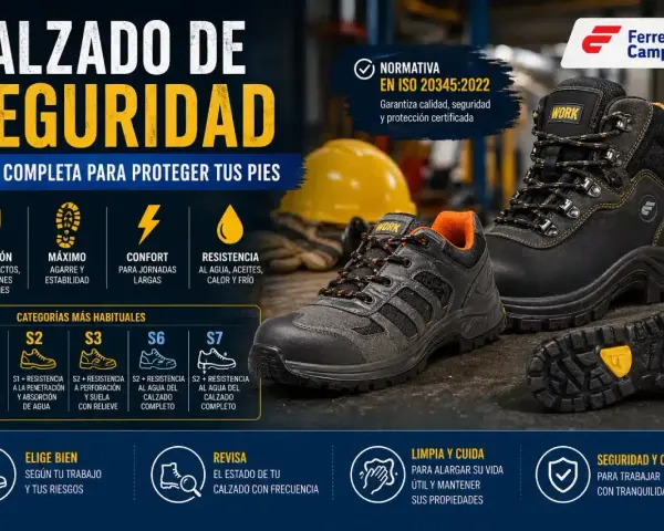 Calzado de seguridad S3 que significa: protección contra impactos, perforaciones y agua. Guía para elegir el calzado ideal.
