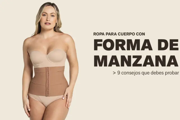Mujer con ropa interior moldeadora, realzando su figura de cuerpo manzana. Descubre consejos para lucir fabulosa.