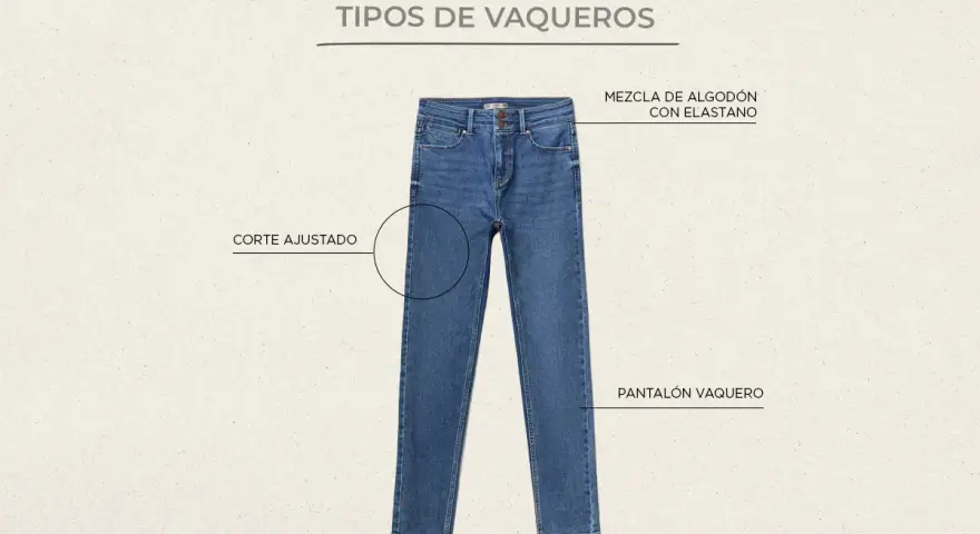 Pantalón vaquero de corte ajustado, hecho de mezcla de algodón con elastano.