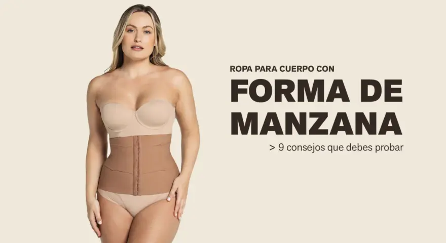 Mujer con ropa interior moldeadora, realzando su figura de cuerpo manzana. Descubre consejos para lucir fabulosa.